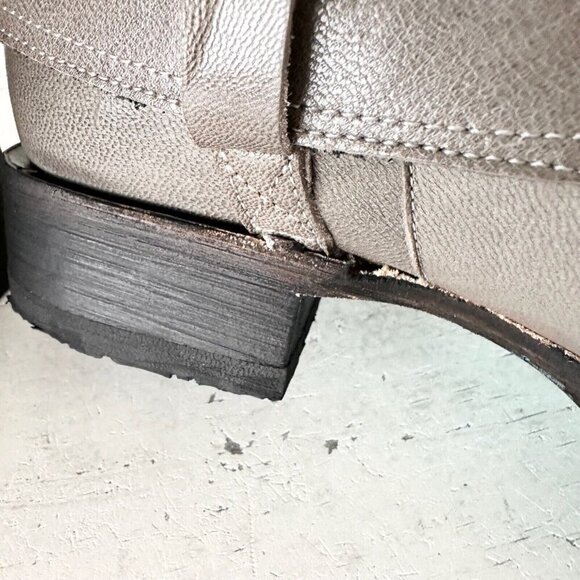 NEW Lane Boots Womens Gray Leather Canvas Mid-Calf Western Moto Style Zip Size 9 - Picture 8 of 12